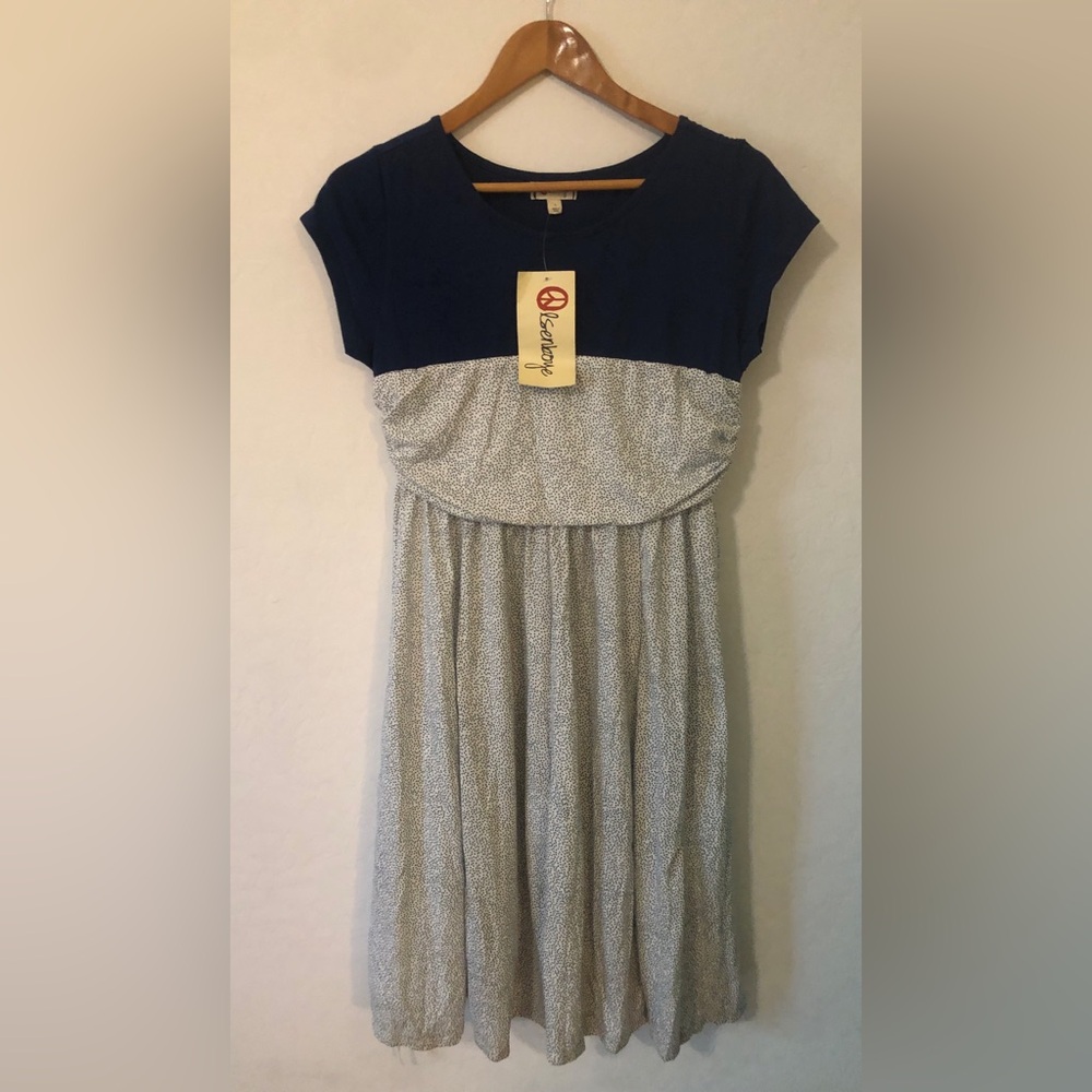 Serengeti Kids Dress in Blue and White